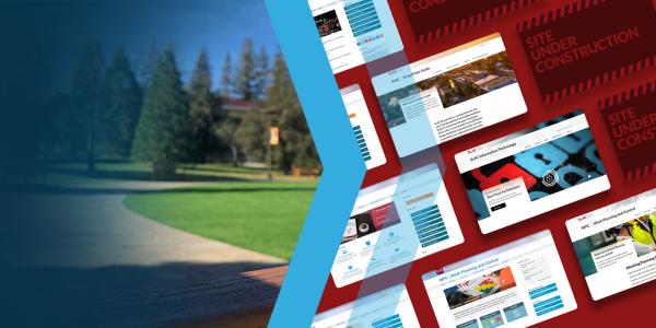 SLAC website screenshots with the SLAC quad background