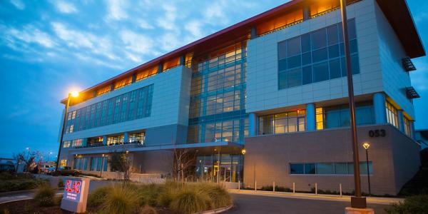 Sunrise at SLAC Science and User Support Building 