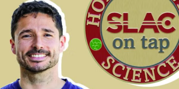 Taran Driver headshot and SLAC on Tap logo