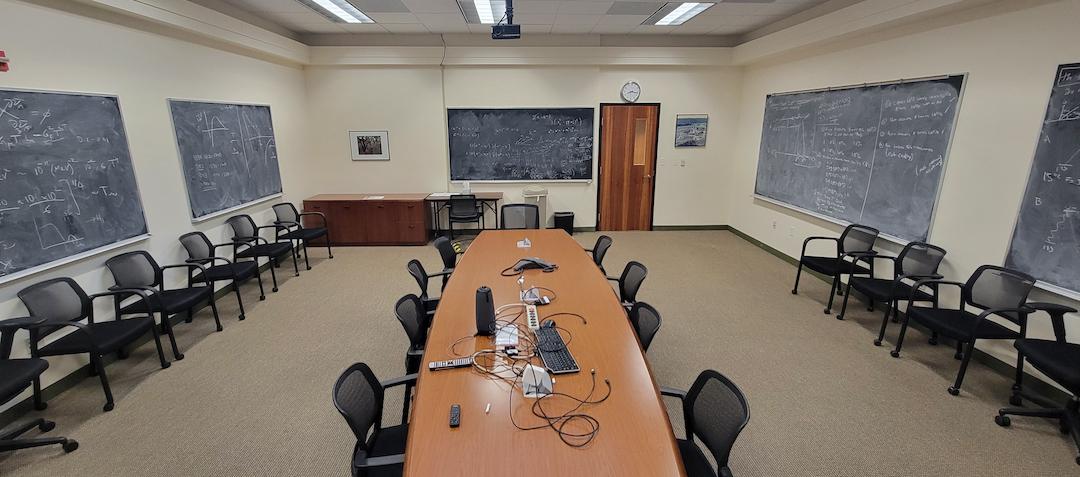 table, chairs , blackboards