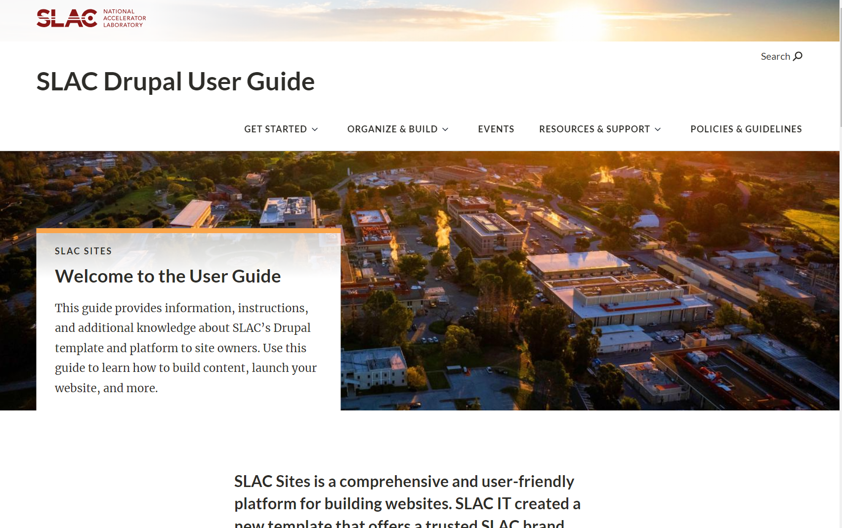 Drupal User Guide site homepage